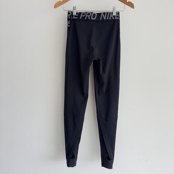 Nike Pro Crossover Leggings Womens Small Black Intertwist Training Logo Mesh - Picture 8 of 12